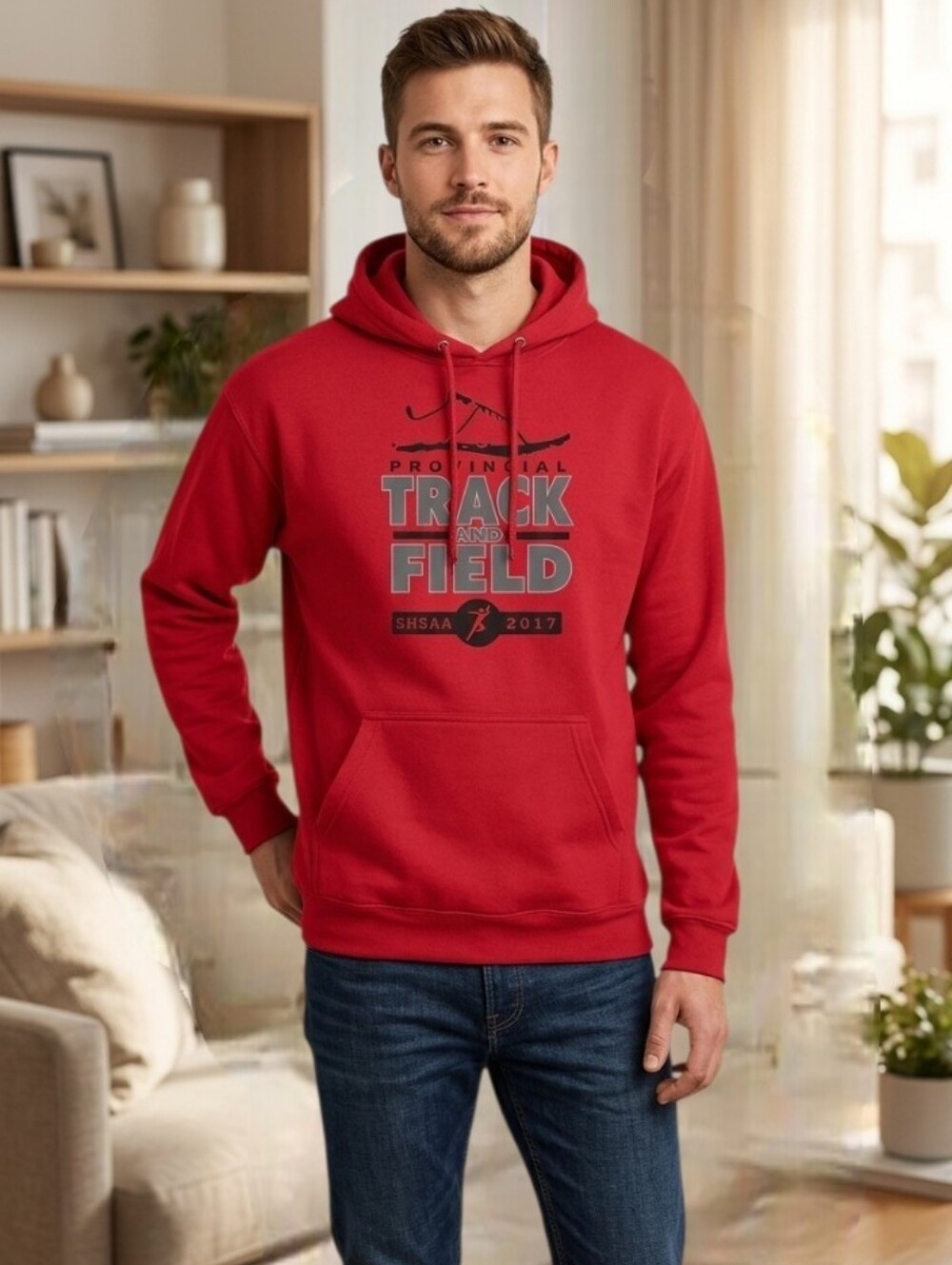 The Authentic T-shirt Company Red Oversized Track and Field Fleece Hoodie Unisex